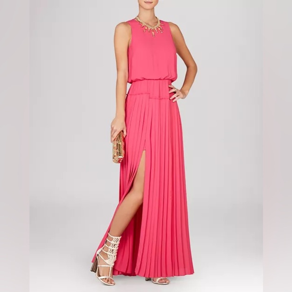 Bcbgmaxazria Jenine High Slit Pleated Maxi Dress